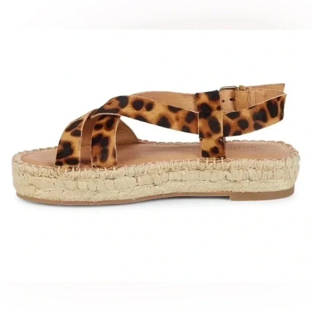 NWOB Madewell Malia Asymmetrical Espadrille Sandal calf Hair - Picture 3 of 8